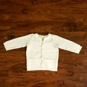 White Knit Baby Cardigan 6-12M